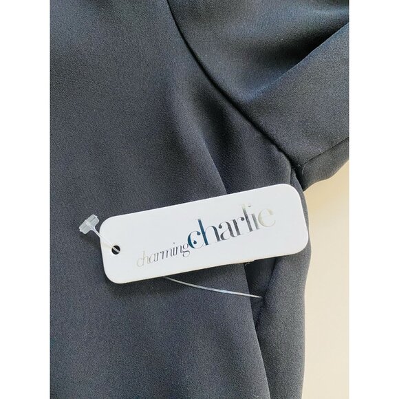 NWT Charming Charlie Womans Size Med Shift Dress Black Long Sleeve Split Sleeve - Picture 7 of 10